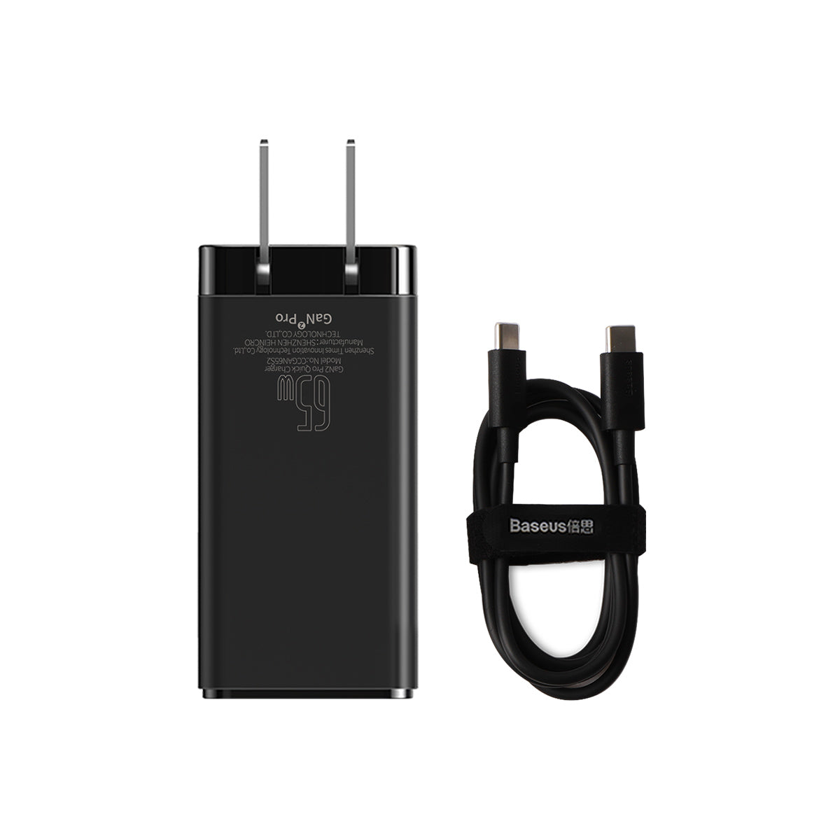 Baseus GaN5 Pro 2xUSB-C + USB wall charger, 65W (black) - MegaDron